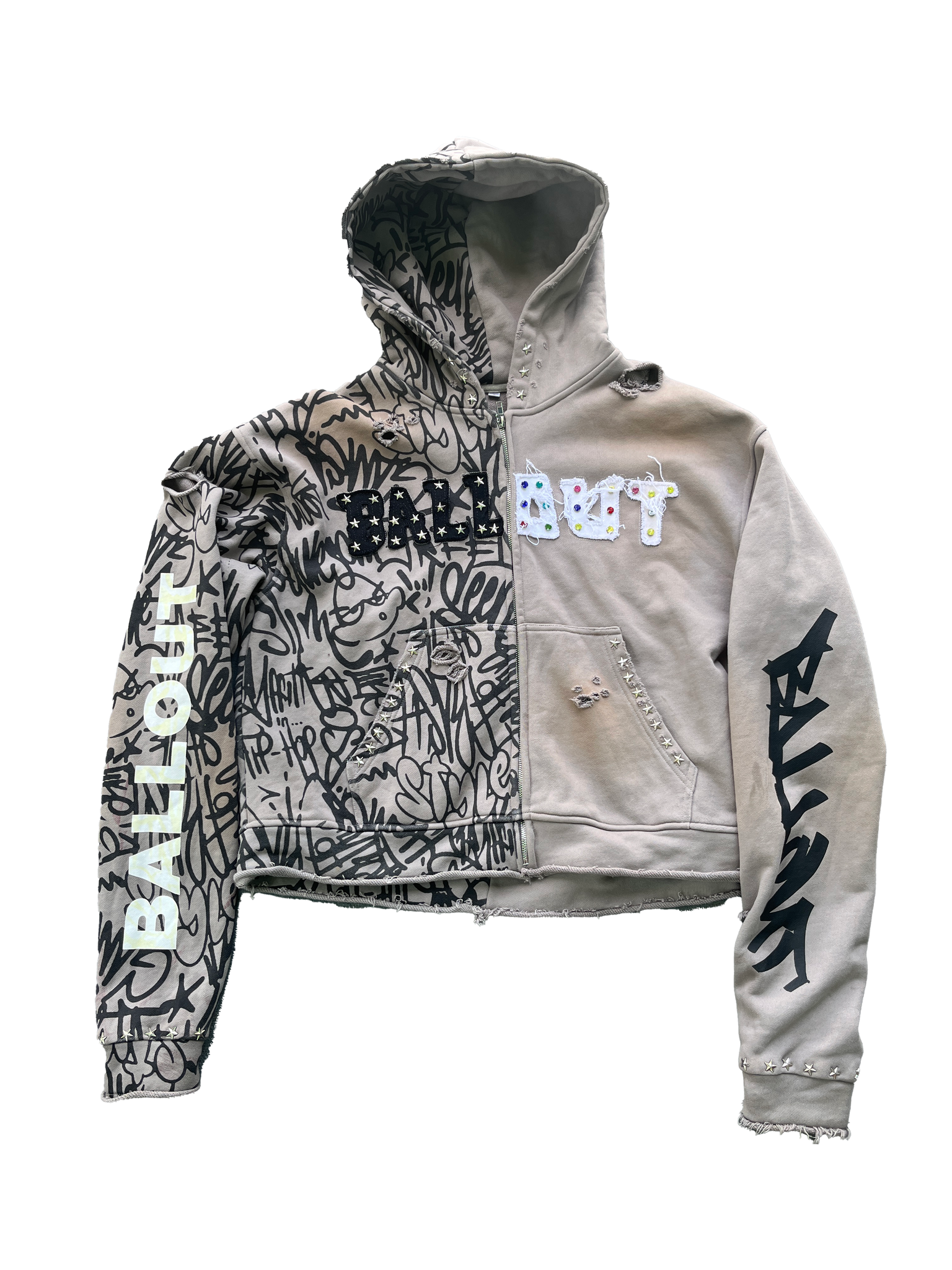 CONCRETE GREY GRAFFITI ZIP UP